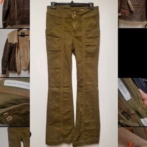 ANTHROPOLOGY boot cut and high waisted green jeans